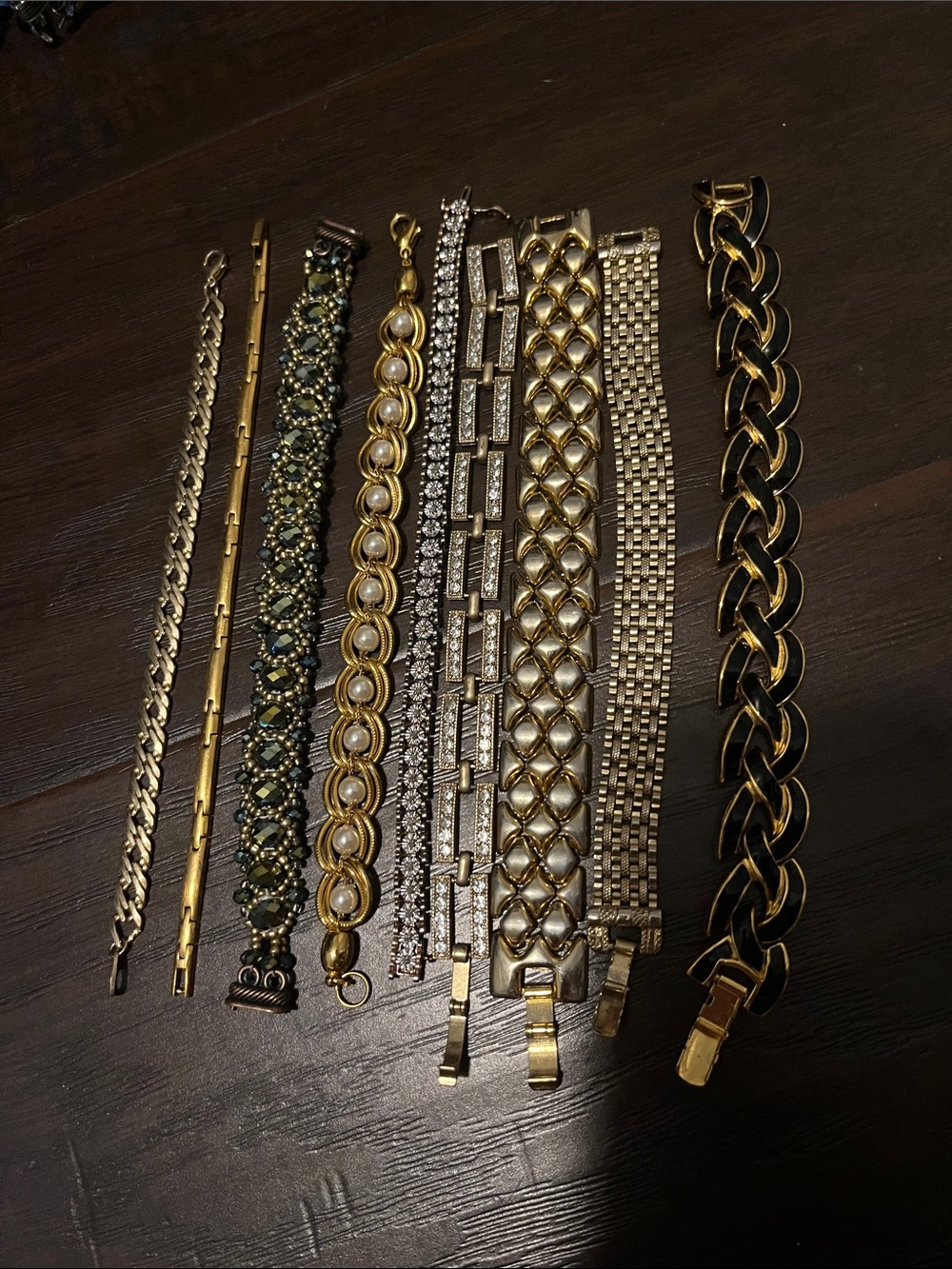 Lot of Gold Tone Vintage Bracelets, Napier, Goldette, J. Crew - Multiple sizes